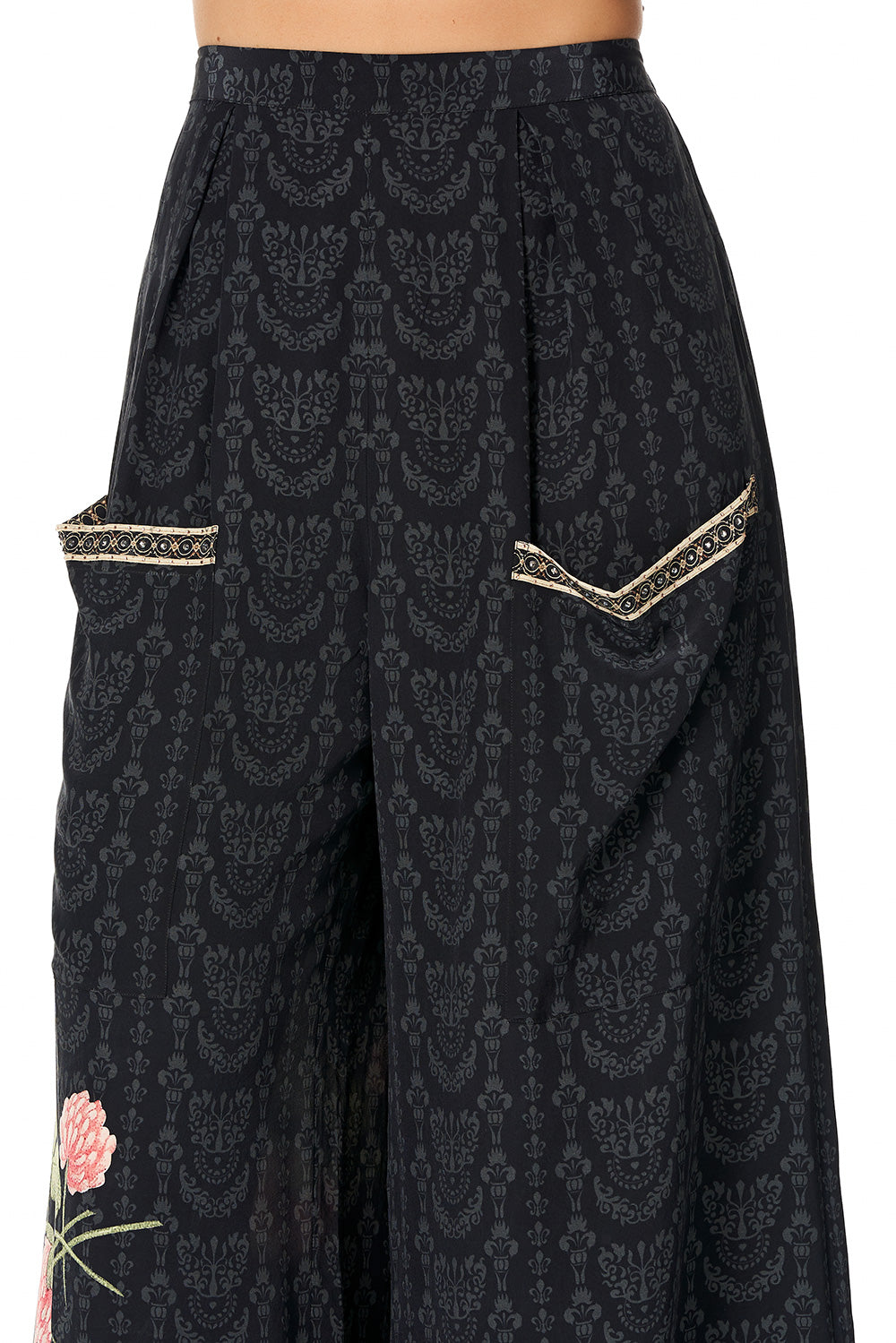 CAMILLA WIDE LEG TROUSER WITH FRONT POCKETS PROVINCIAL PETAL