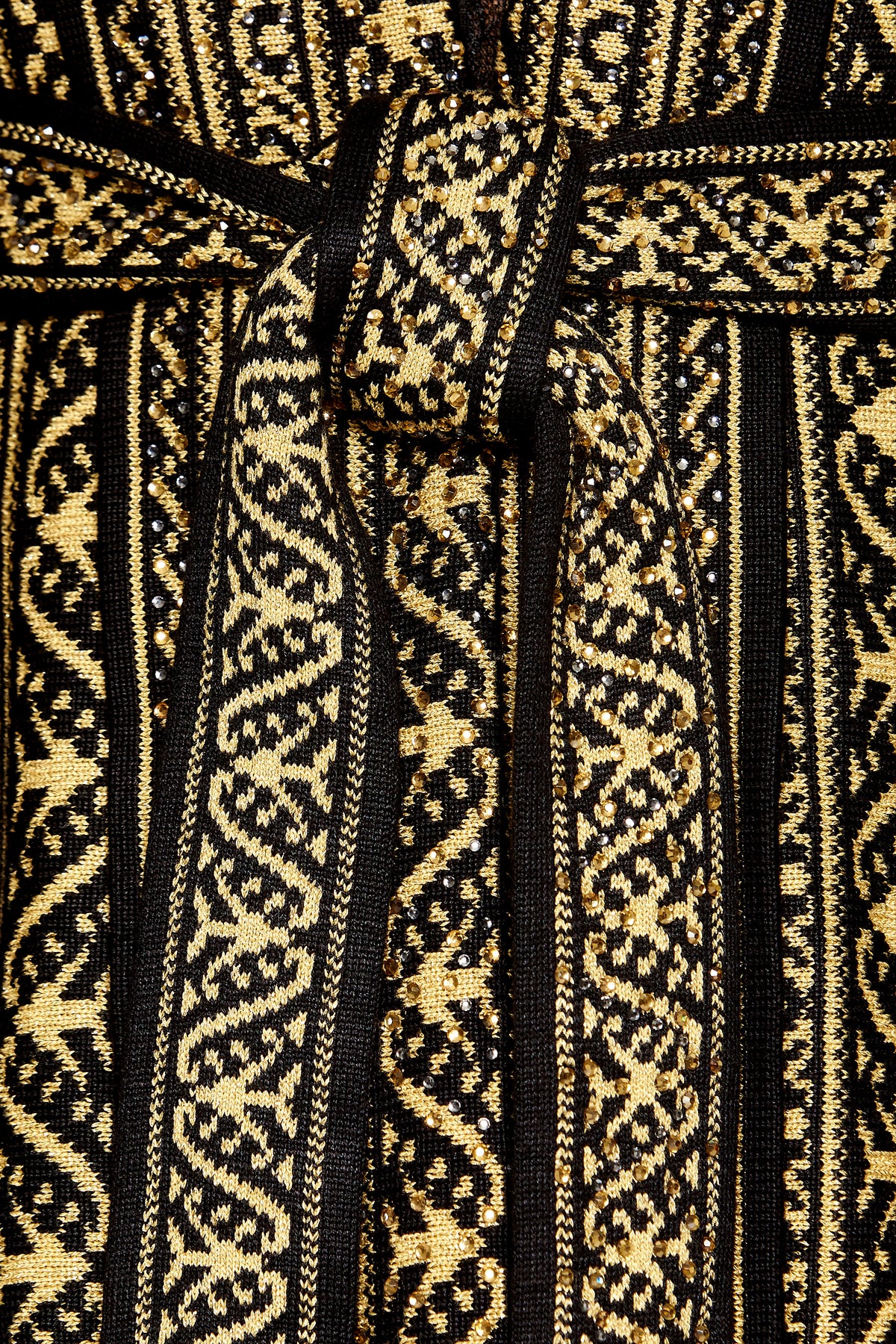 KIMONO KNIT WITH TIE BLACK GOLD