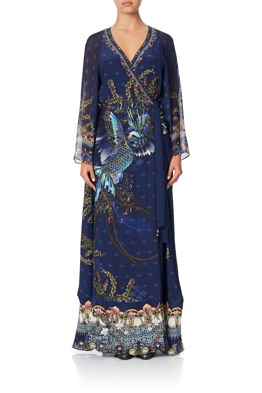 WRAP DRESS WITH PIPING DETAIL SOUTHERN TWILIGHT