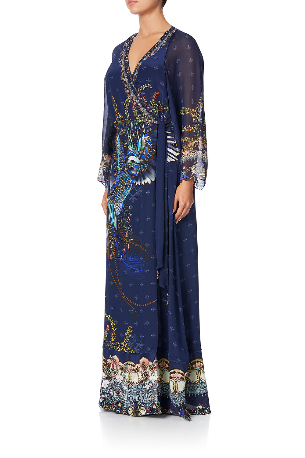 WRAP DRESS WITH PIPING DETAIL SOUTHERN TWILIGHT