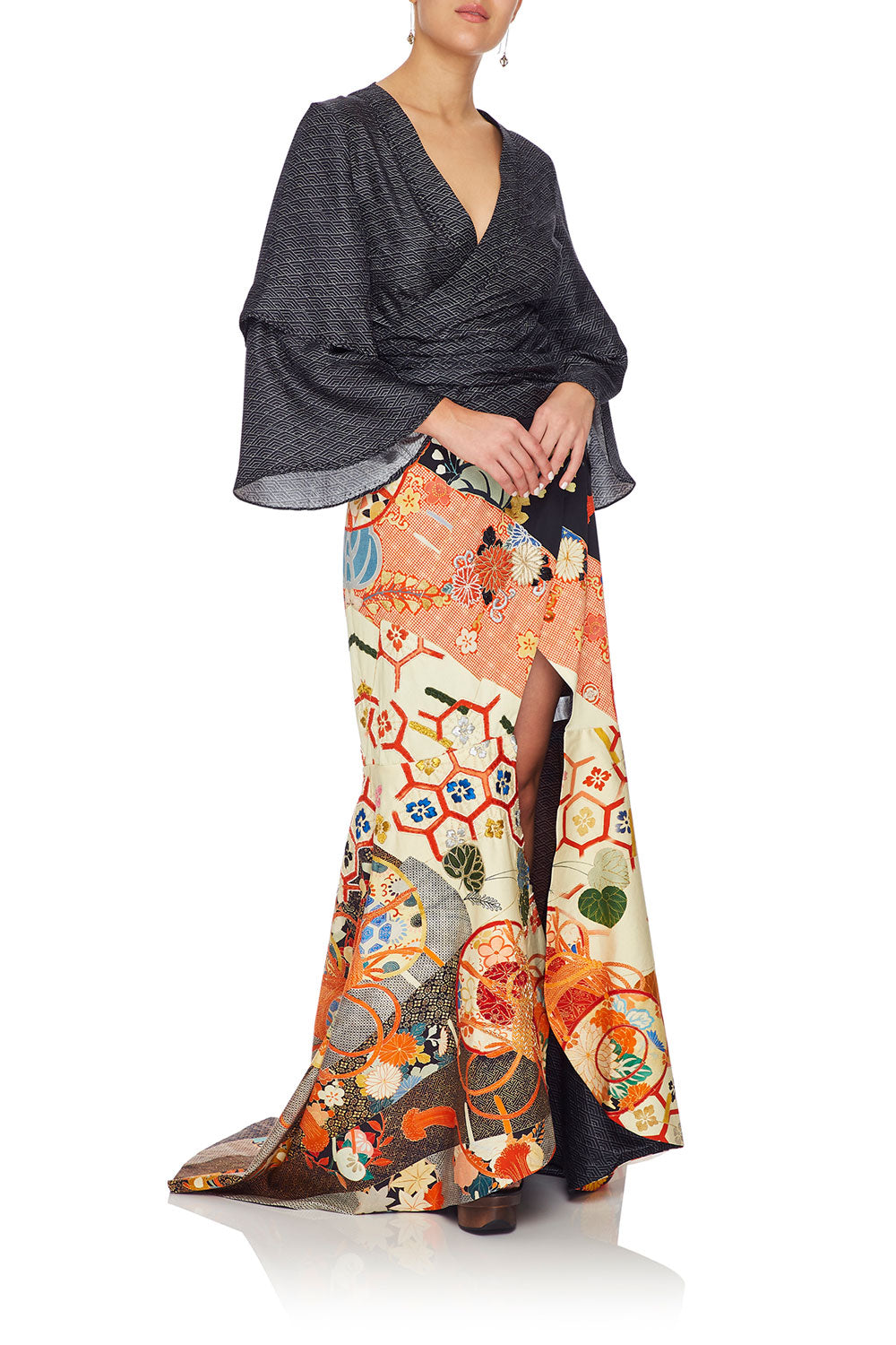 CAMILLA WRAP SKIRT WITH FRONT TUCKS KISSING THE SUN