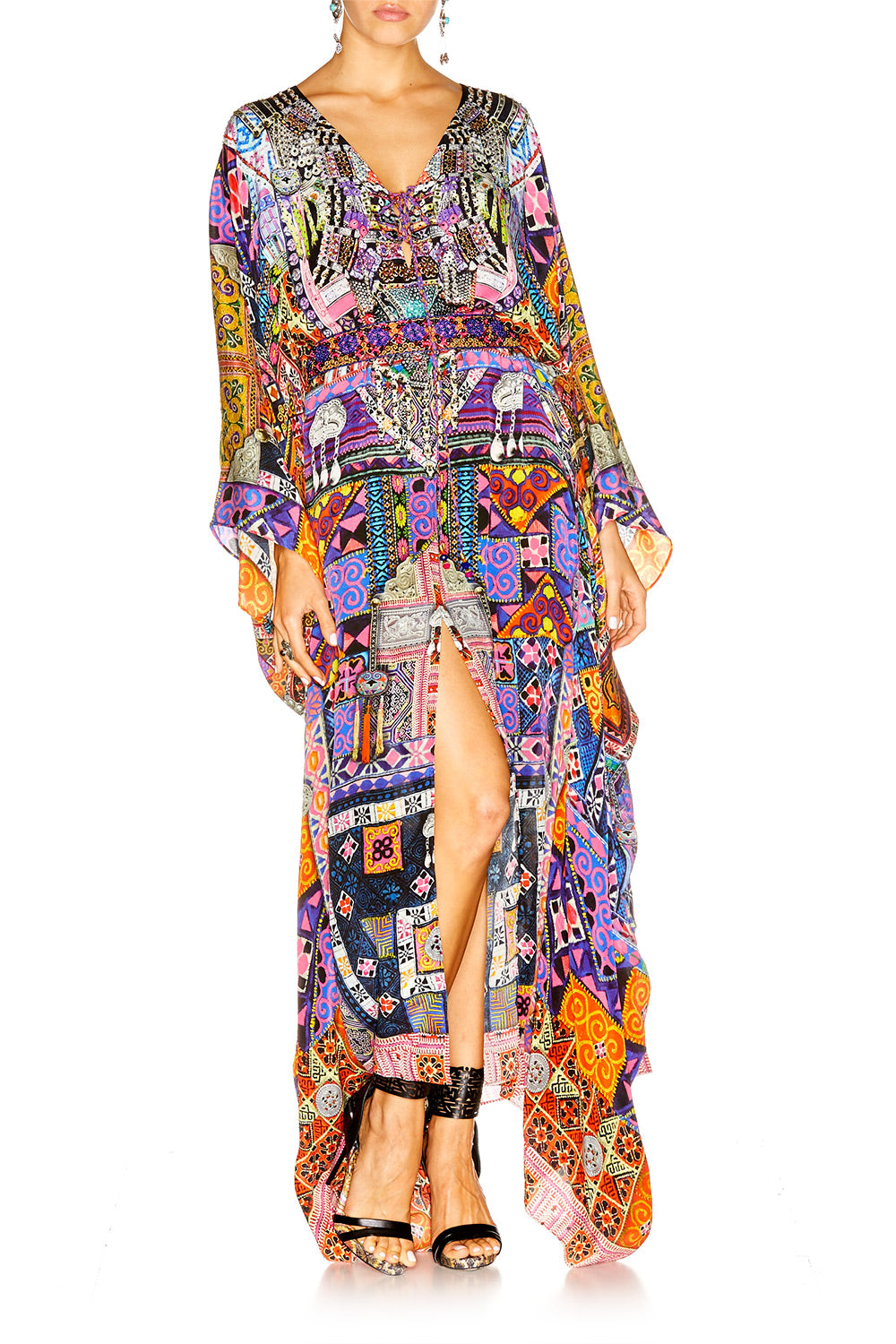 PATCH ME UP SPLIT HEM LACE UP KAFTAN