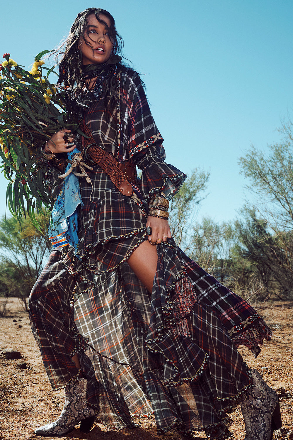 WOVEN LEATHER BELT TAN