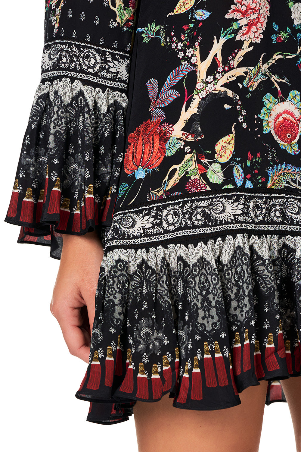 FRILL HEM LONG SLEEVE DRESS HAUTE PROVINCIAL