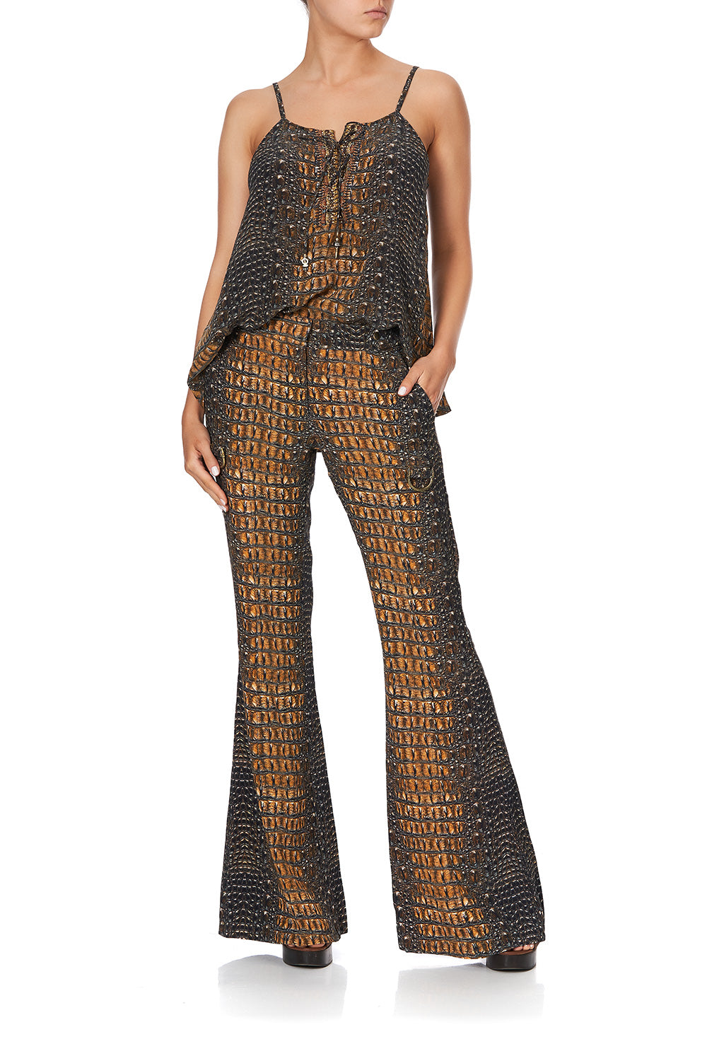 FLARE WITH D-RING DETAIL CROCODILE ROCK