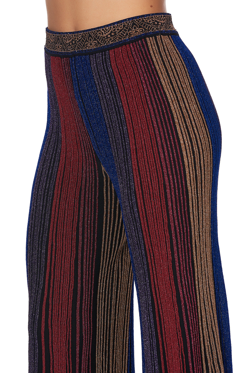 FLARED METALLIC KNIT PANTS FOLK RIVER