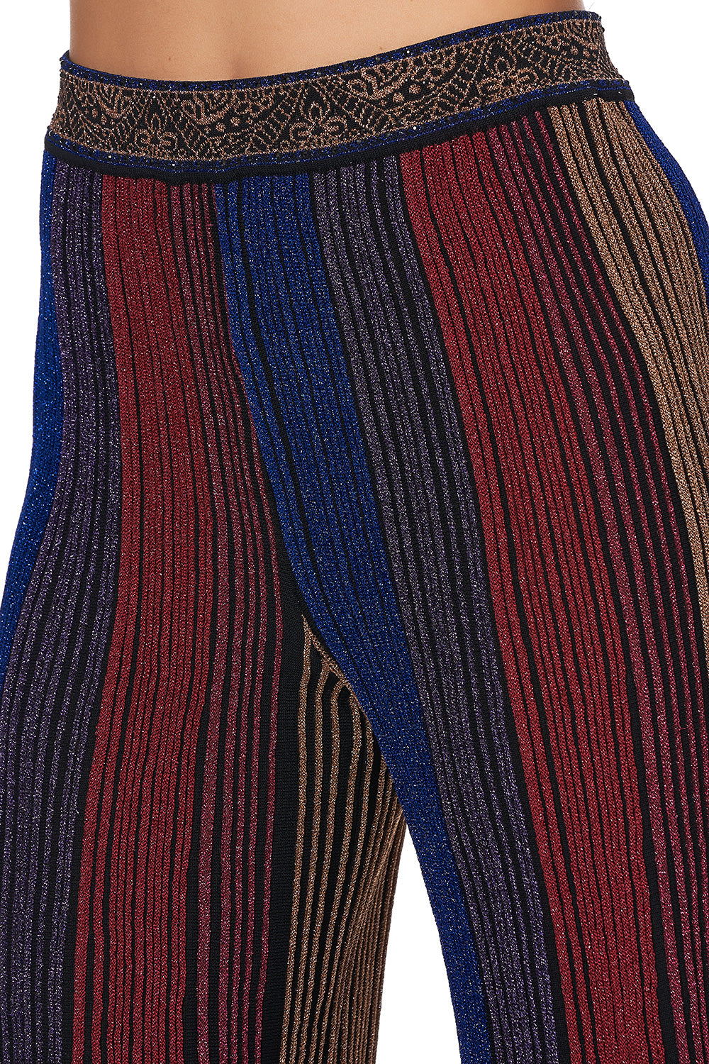 FLARED METALLIC KNIT PANTS FOLK RIVER