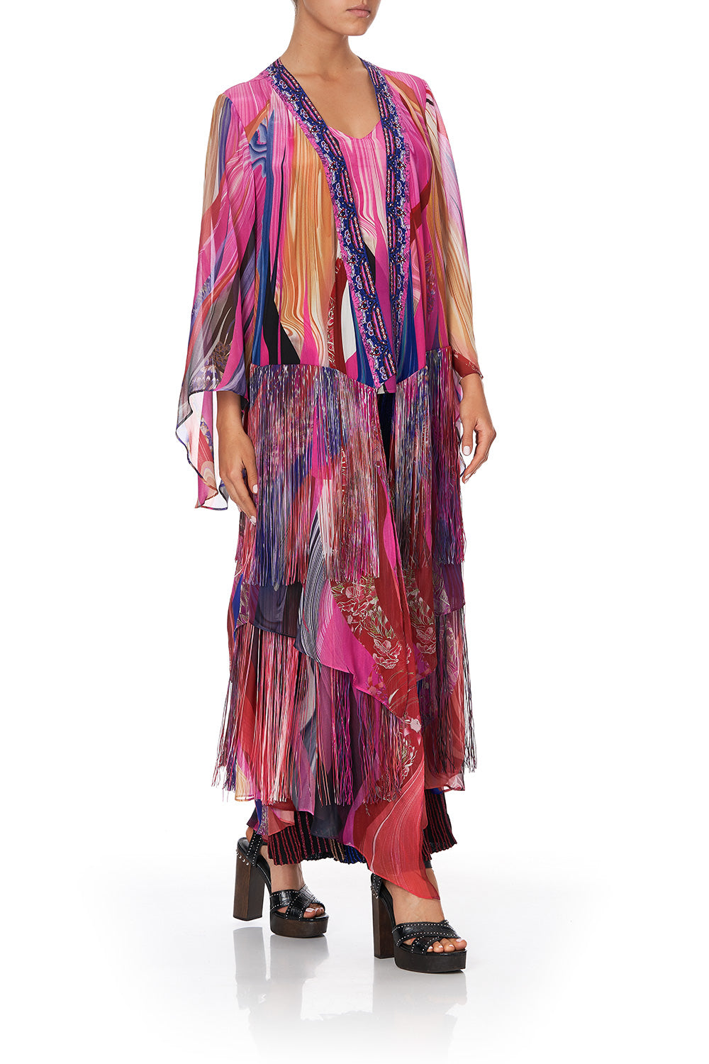 ROBE WITH DOUBLE LAYERED HEM FOLK RIVER