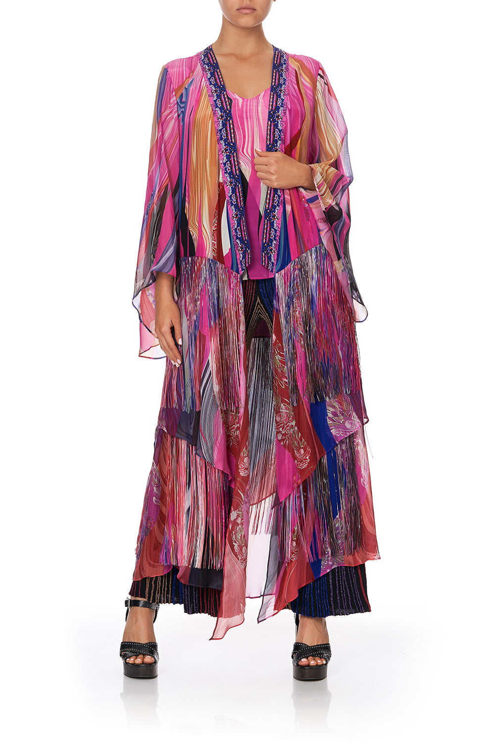 ROBE WITH DOUBLE LAYERED HEM FOLK RIVER