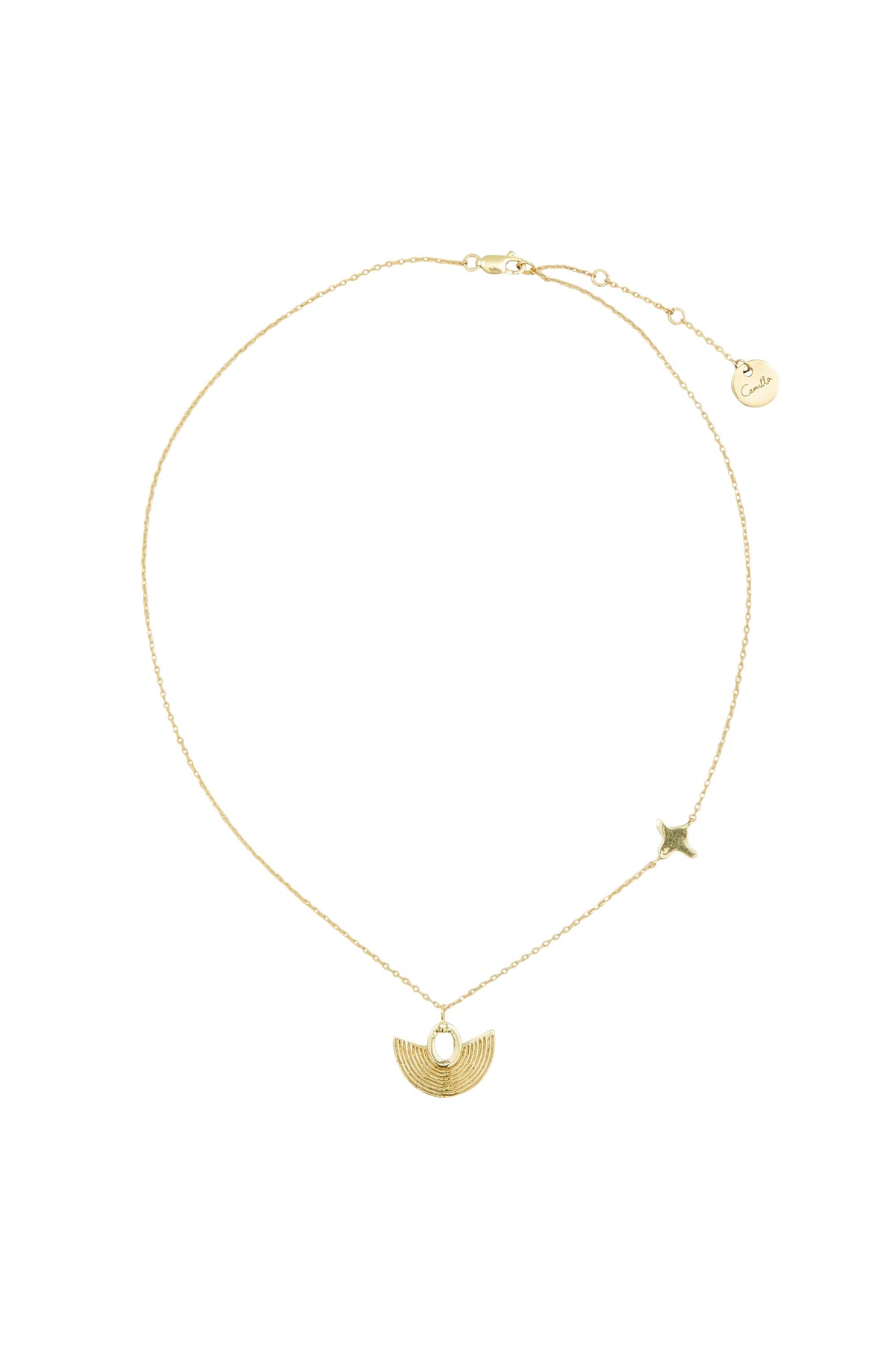 GOLD BRASS SHORT PENDANT NECKLACE