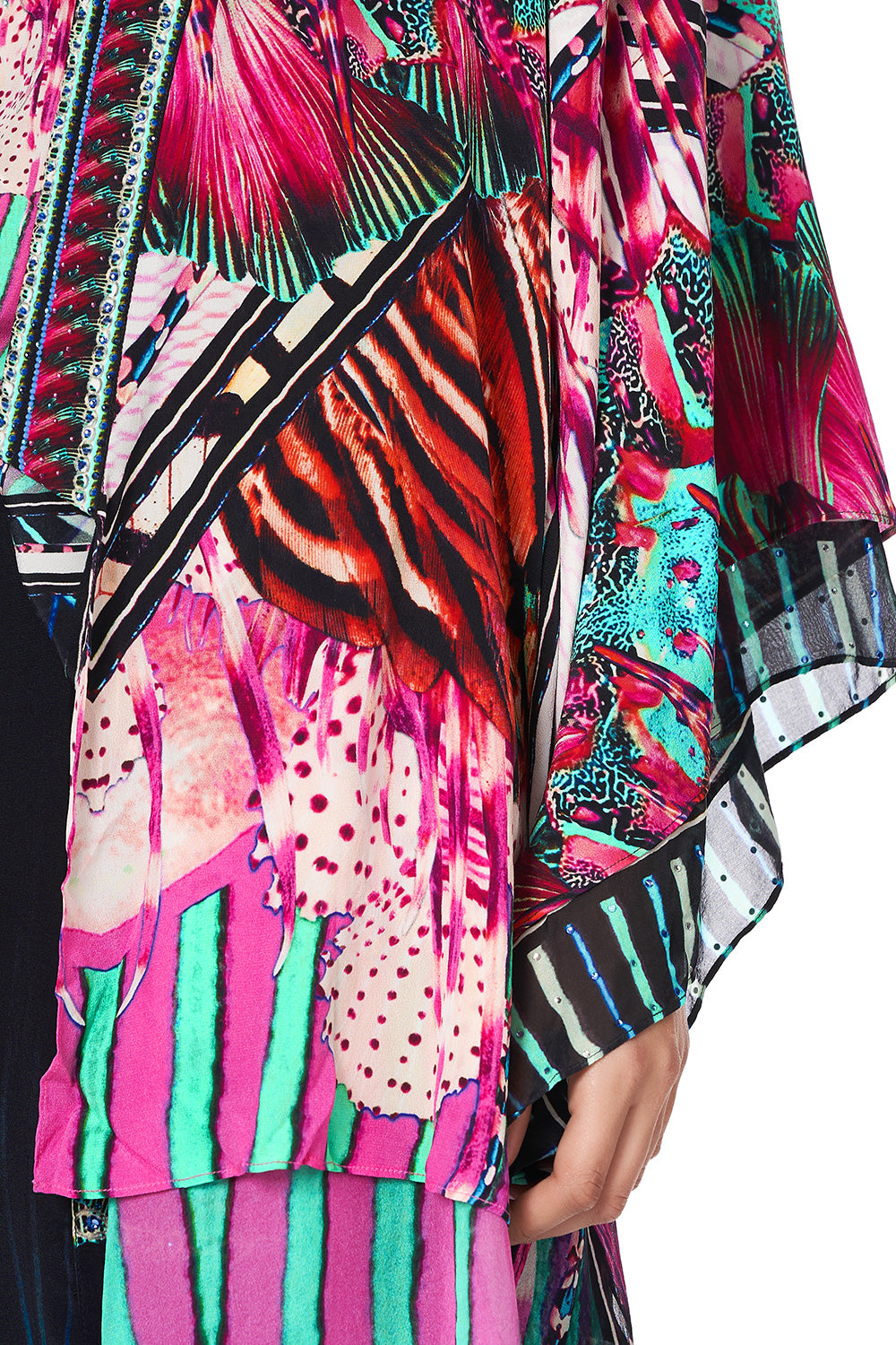 KIMONO WITH LONG UNDERLAYER RAINBOW EYES