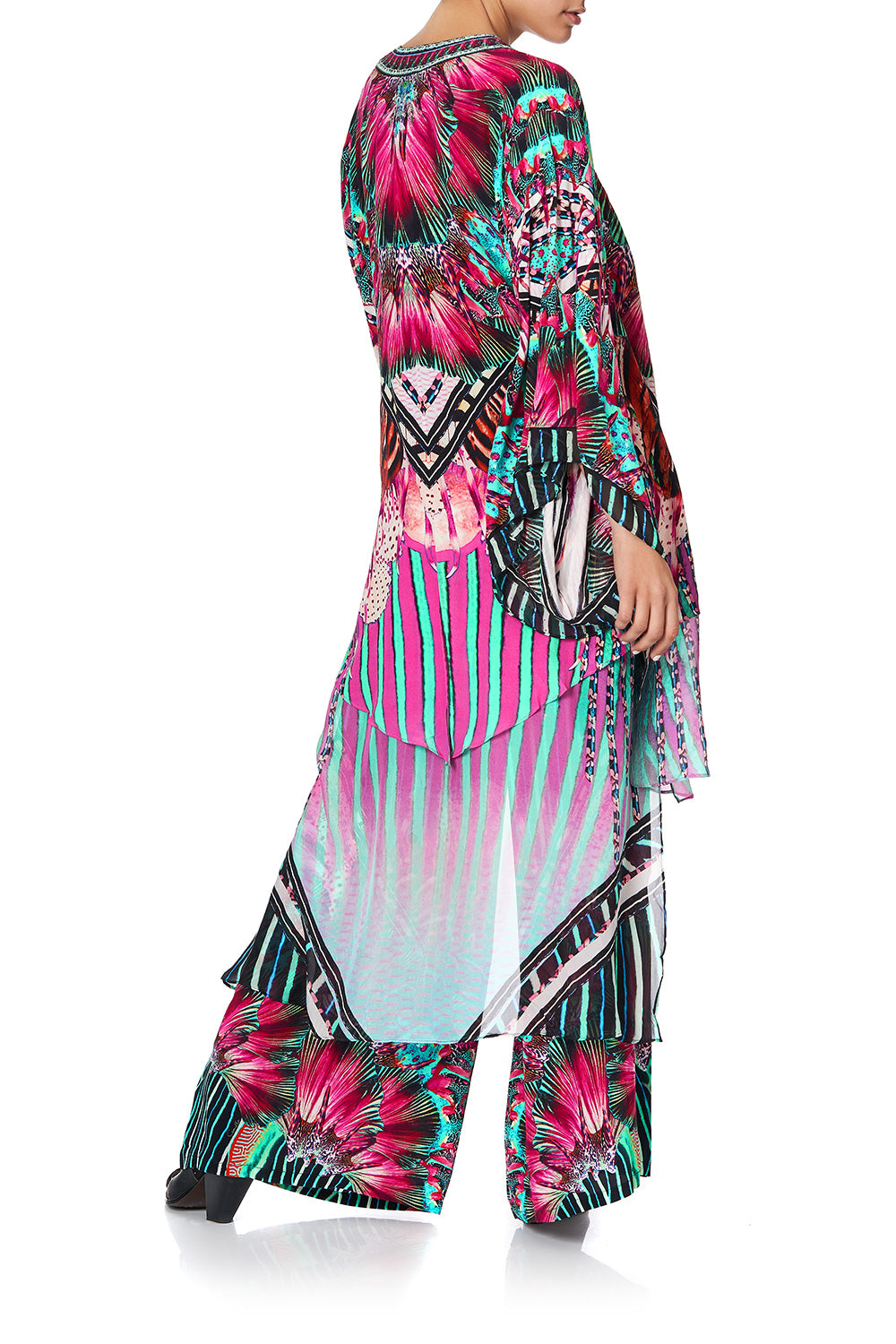 KIMONO WITH LONG UNDERLAYER RAINBOW EYES