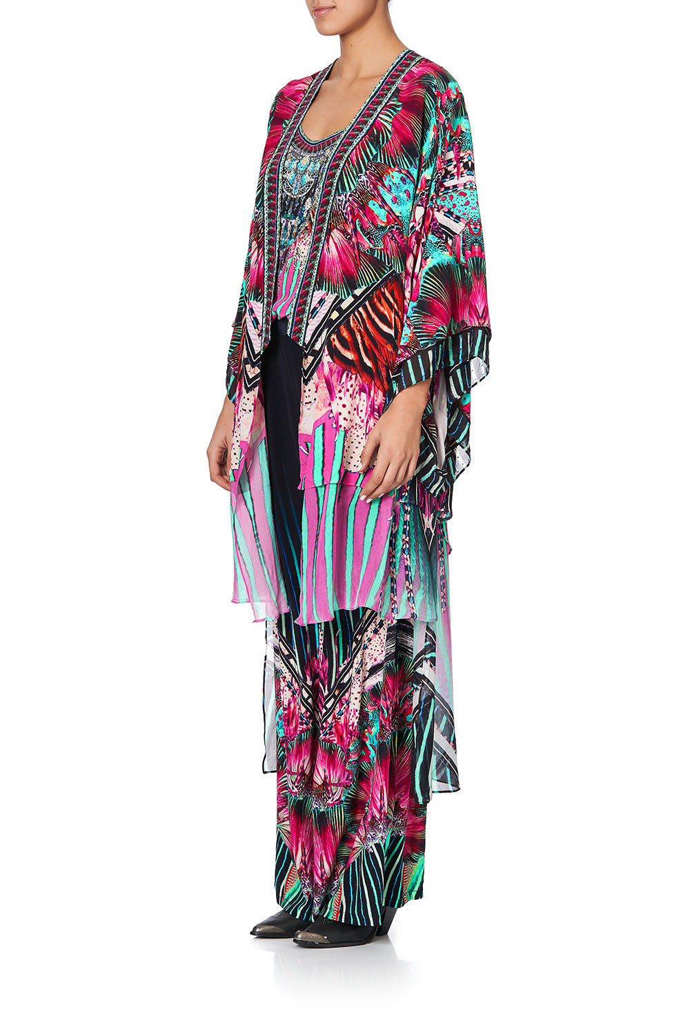 KIMONO WITH LONG UNDERLAYER RAINBOW EYES