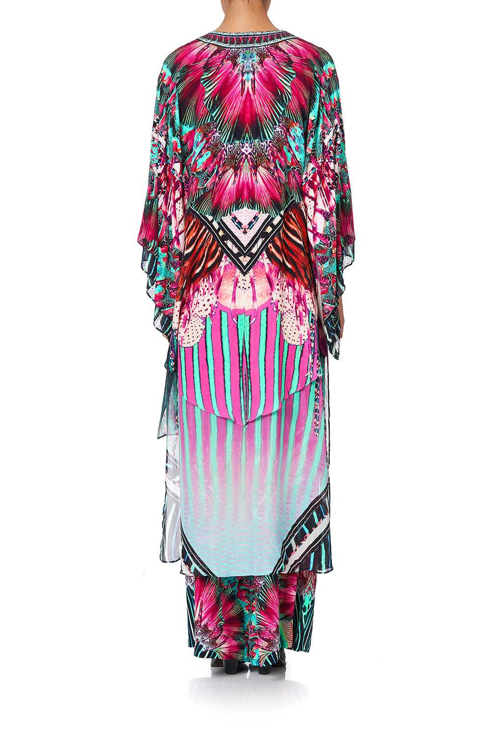 KIMONO WITH LONG UNDERLAYER RAINBOW EYES