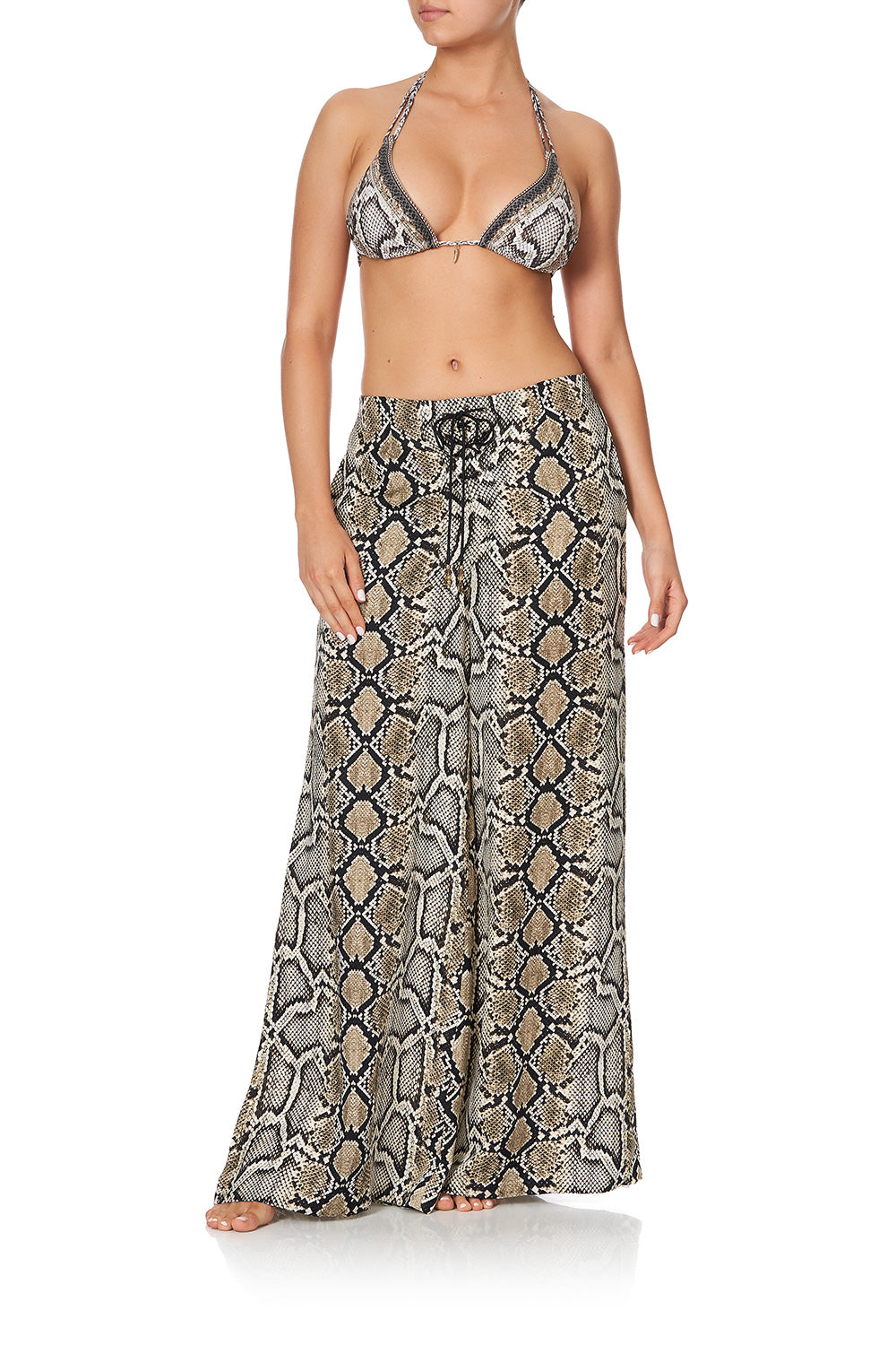 LACE UP FRONT FLARED PANT KAKADU BOO