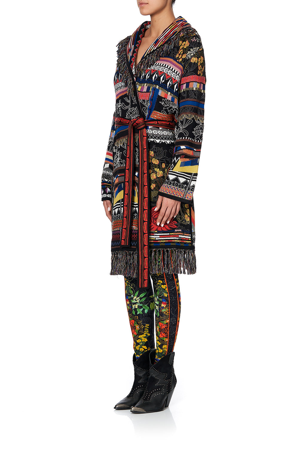 KNIT JACQUARD JACKET WITH FRINGING BLACKHEATH BETTY