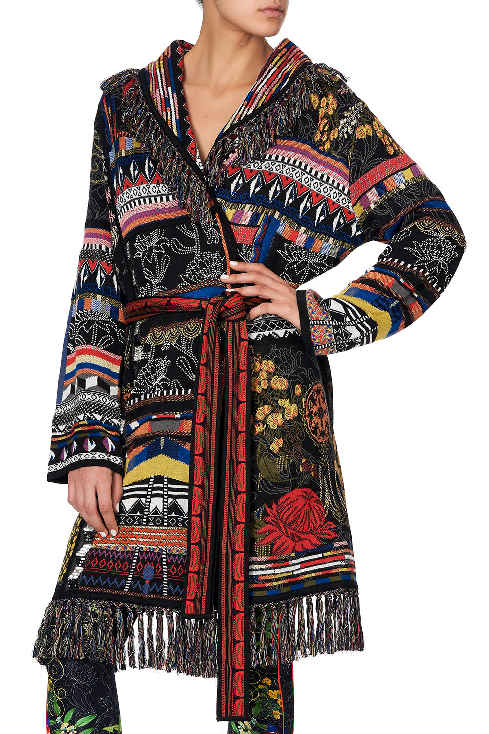 KNIT JACQUARD JACKET WITH FRINGING BLACKHEATH BETTY