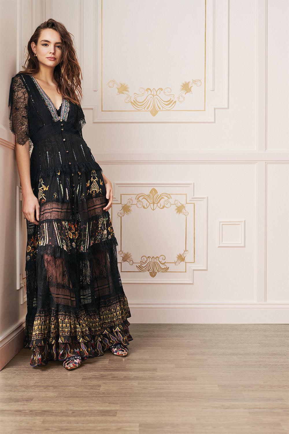 BUTTON UP DRESS WITH LACE INSERT REBELLE REBELLE