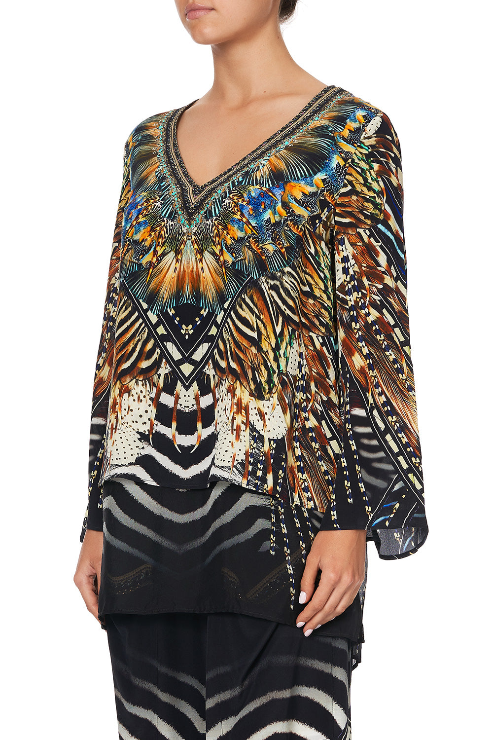 BLOUSE WITH SIDE SPLIT UNDERLAY LOST PARADISE