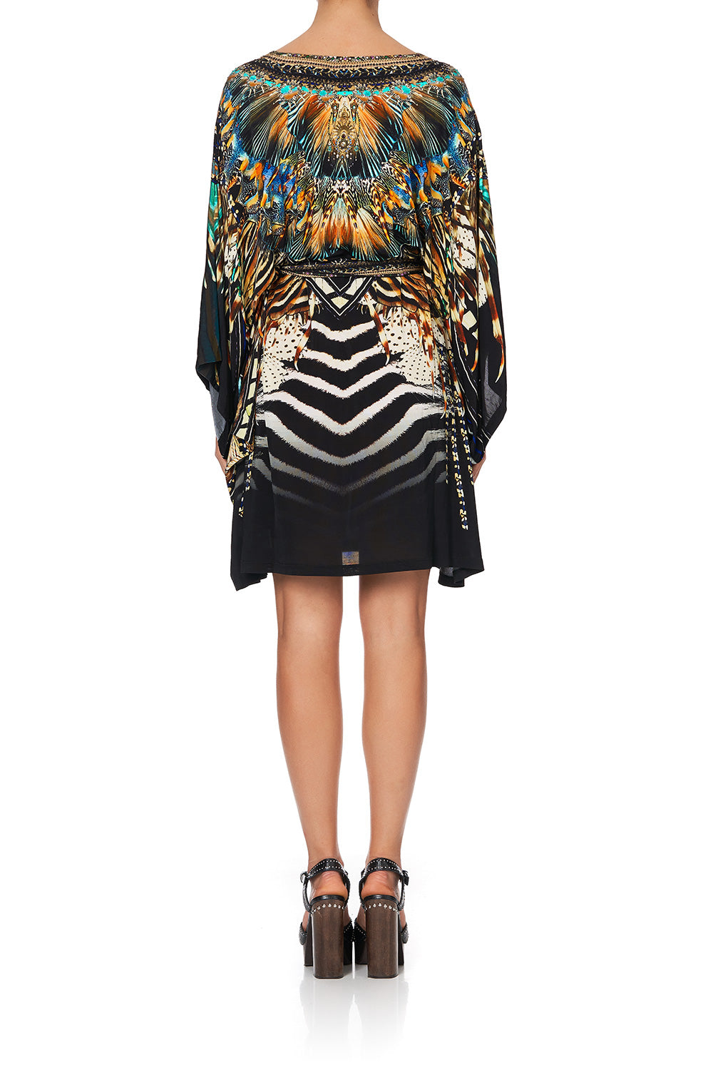 V NECK JERSEY SHORT KAFTAN WITH TIE LOST PARADISE