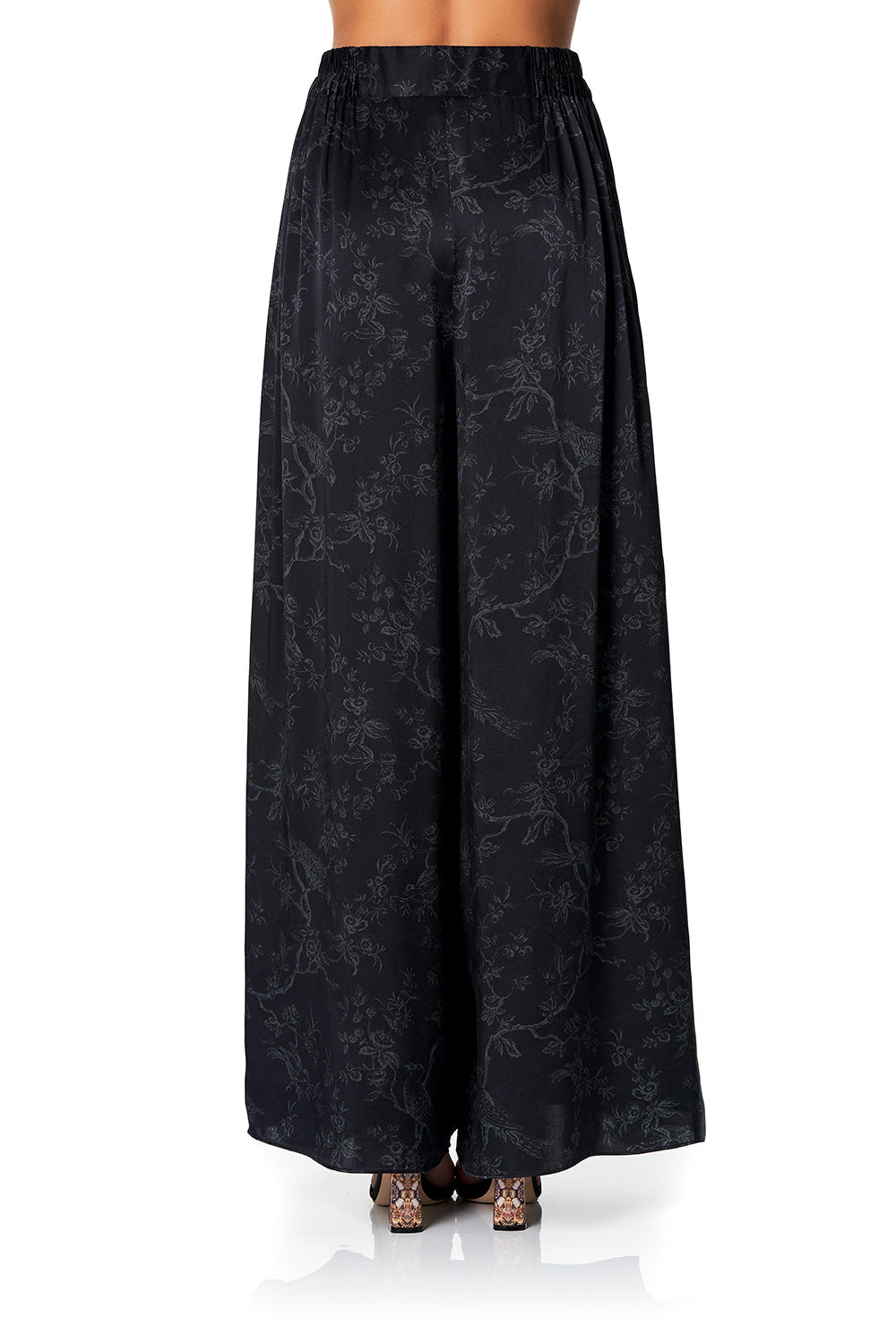 WIDE LEG PANT WITH GATHERED POCKETS NOIR BOUDOIR