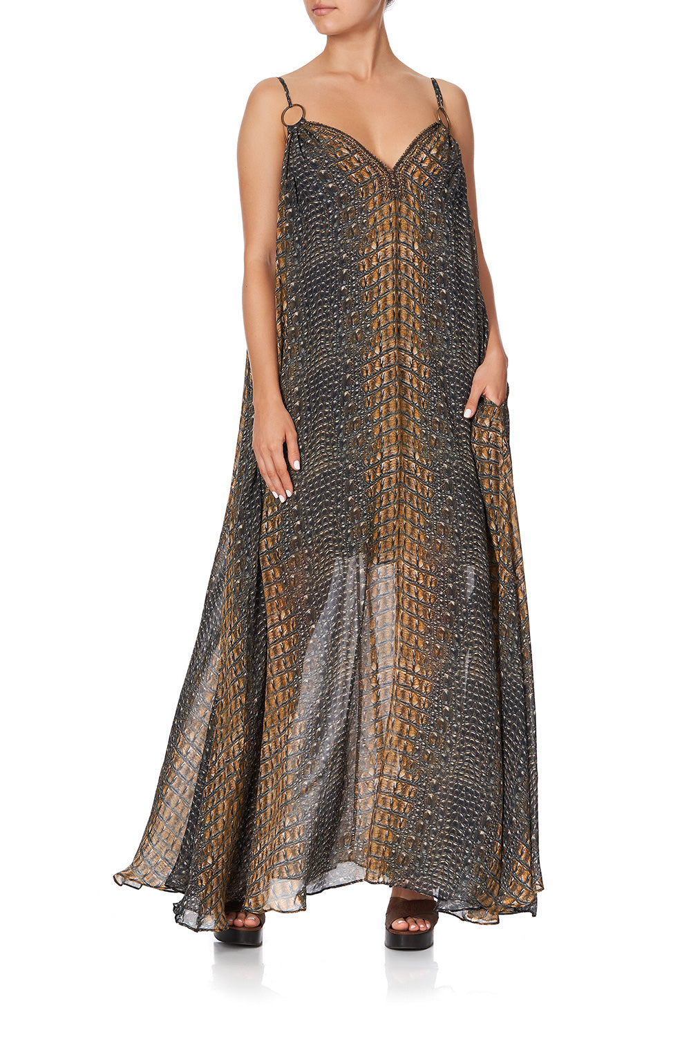 RING DETAIL STRAP DRESS CROCODILE ROCK