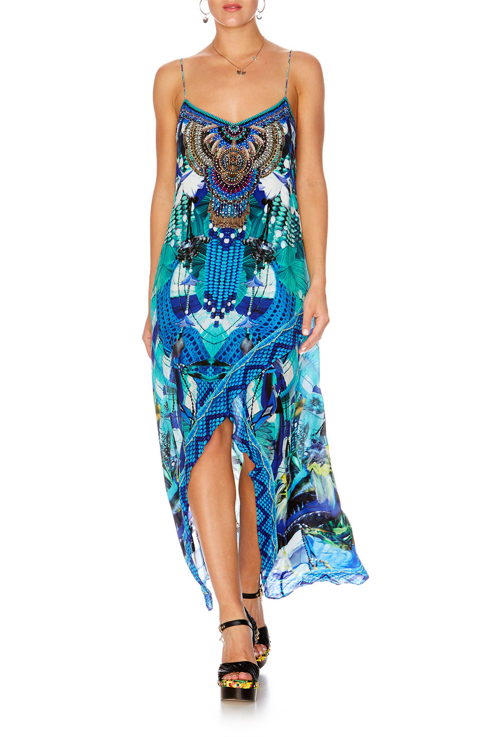 AMAZON AZURE SHOESTRING DOUBLE LAYER DRESS