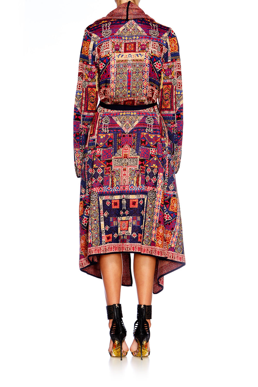 PATCH ME UP LONG JACQUARD CARDIGAN W TIE