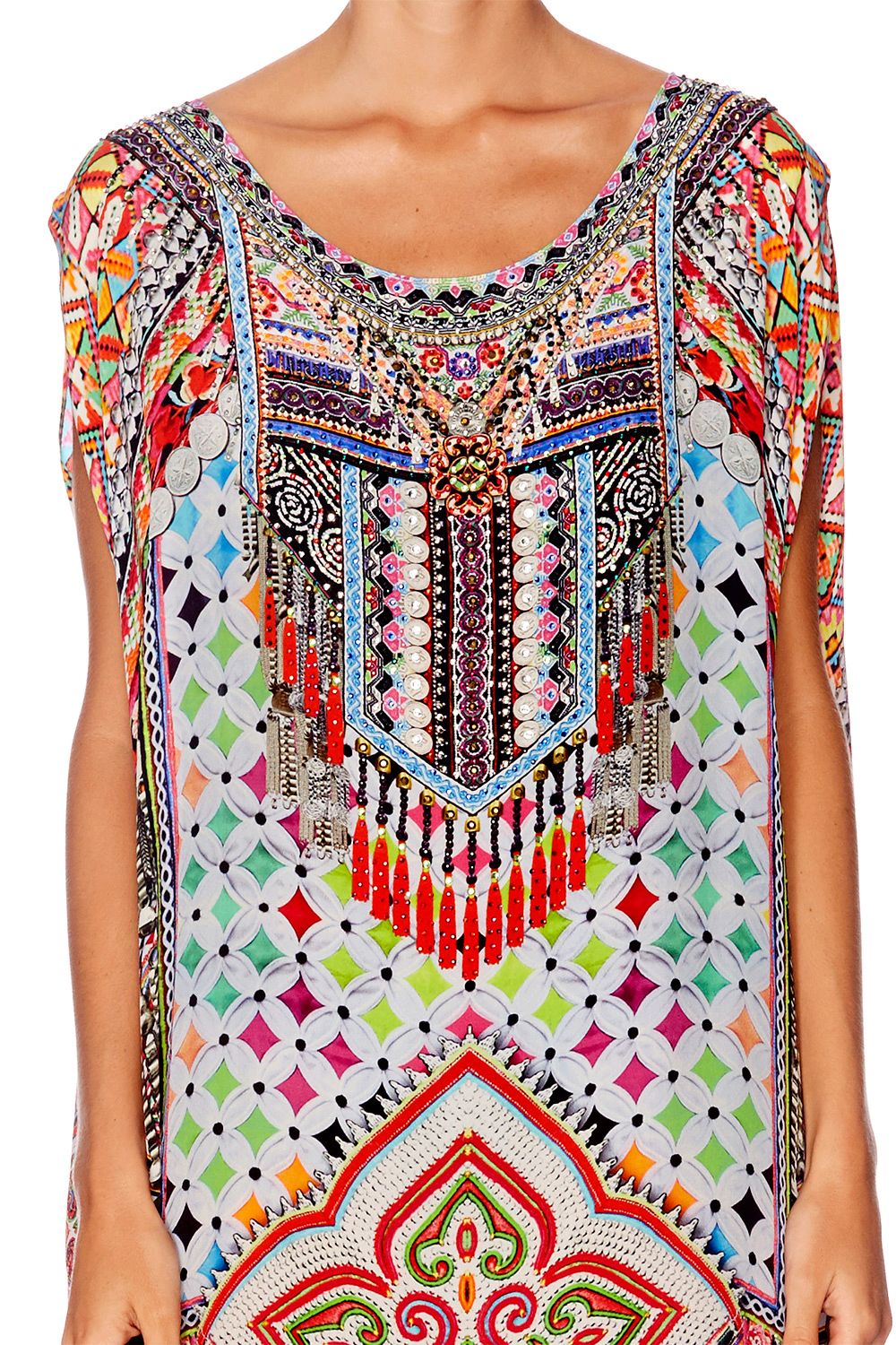 GIRLS CLUB SHEER ROUND NECK KAFTAN