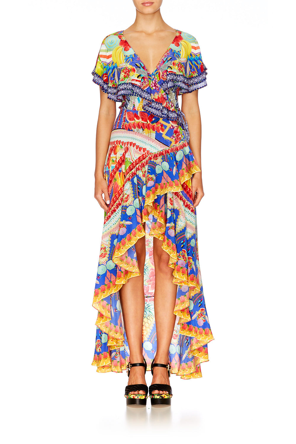 RIO RIOT FRILL SLEEVE LONG DRESS