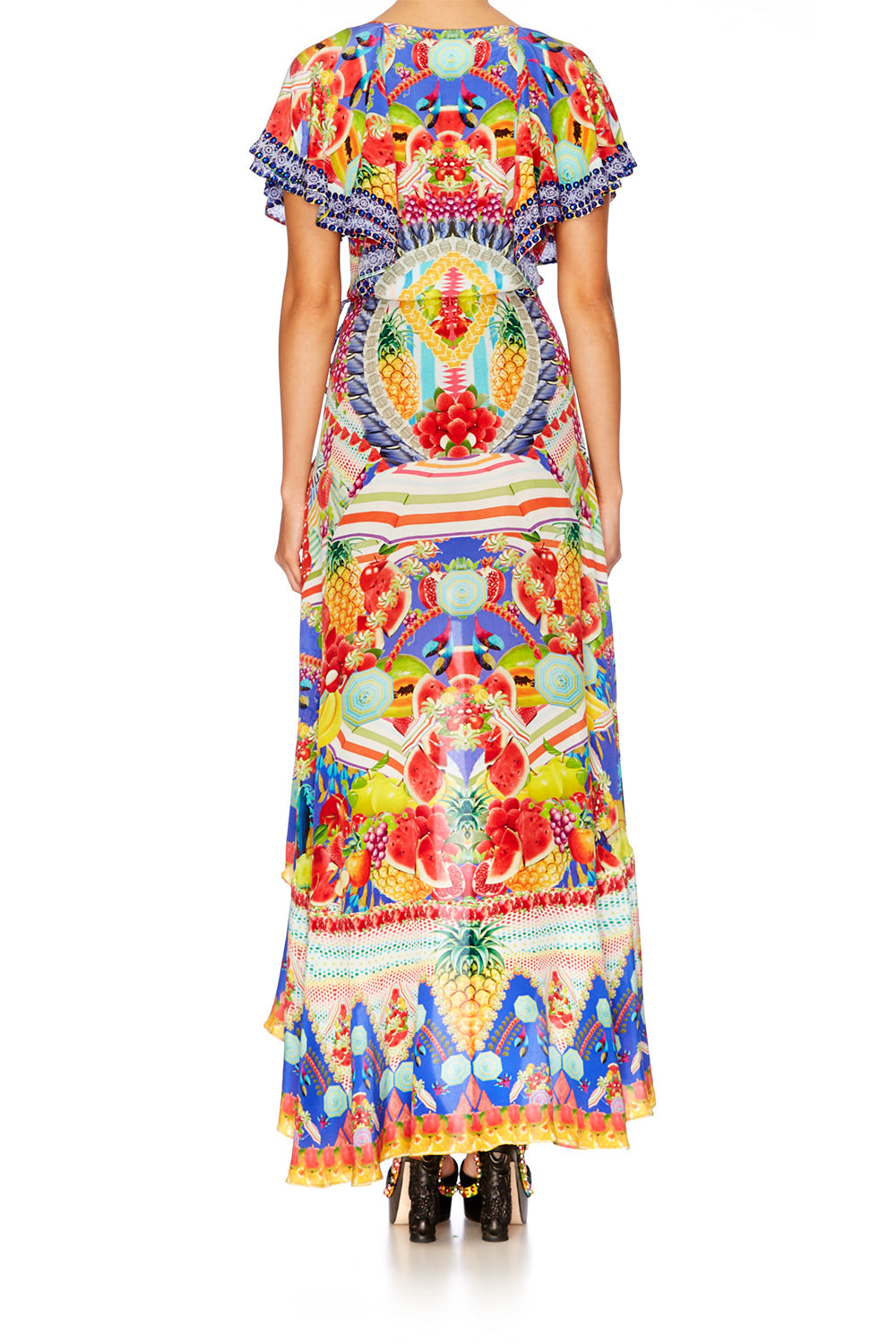 RIO RIOT FRILL SLEEVE LONG DRESS