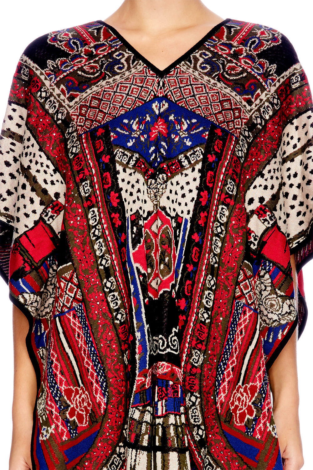 ABOUT A GIRL LONG VNECK PONCHO W FRINGING