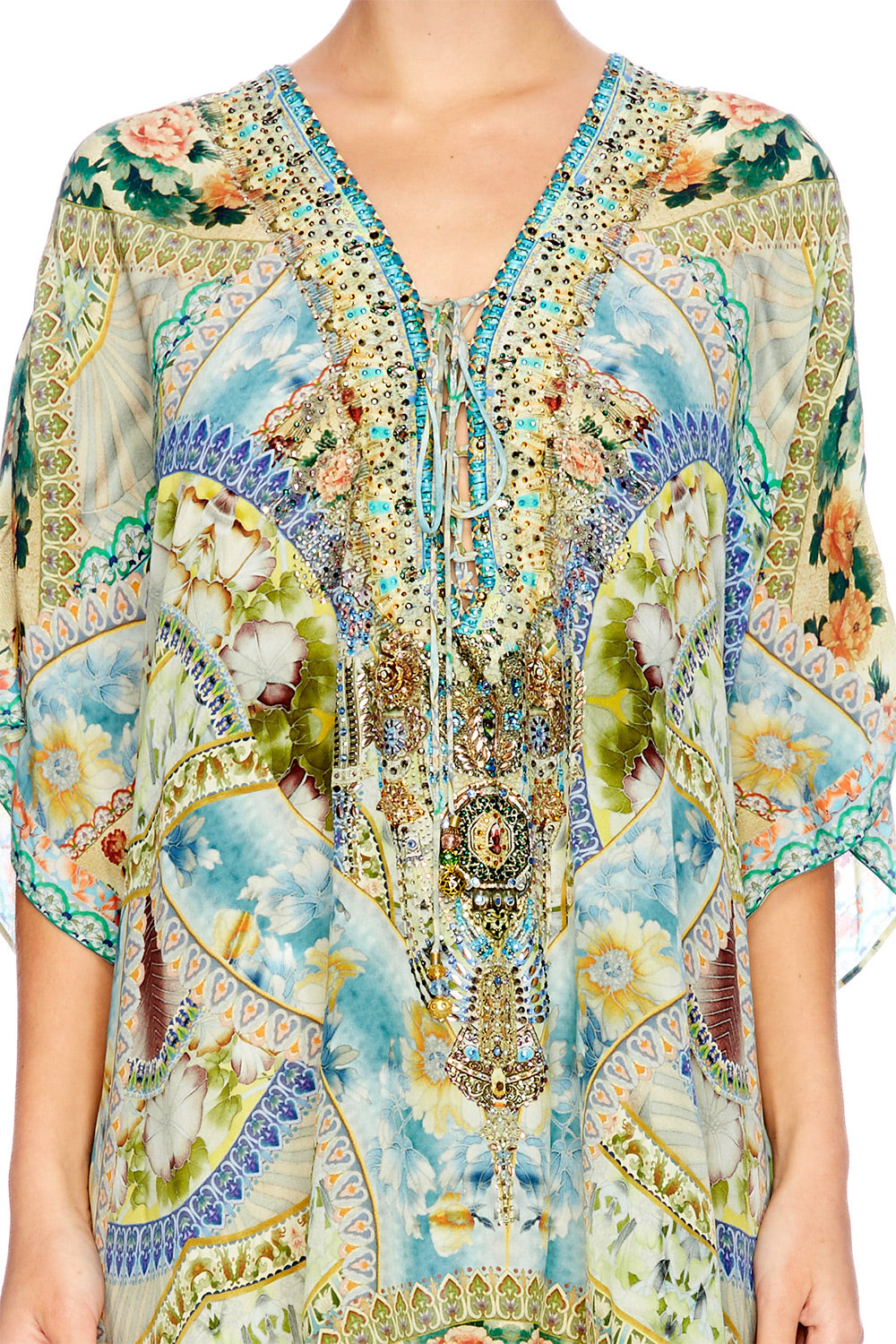 SIGN OF PEACE SHORT LACE UP KAFTAN