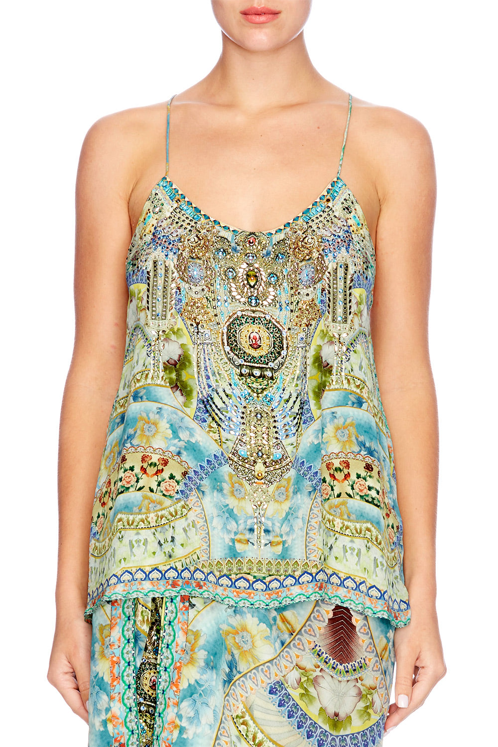 SIGN OF PEACE T-BACK SHOESTRING TOP