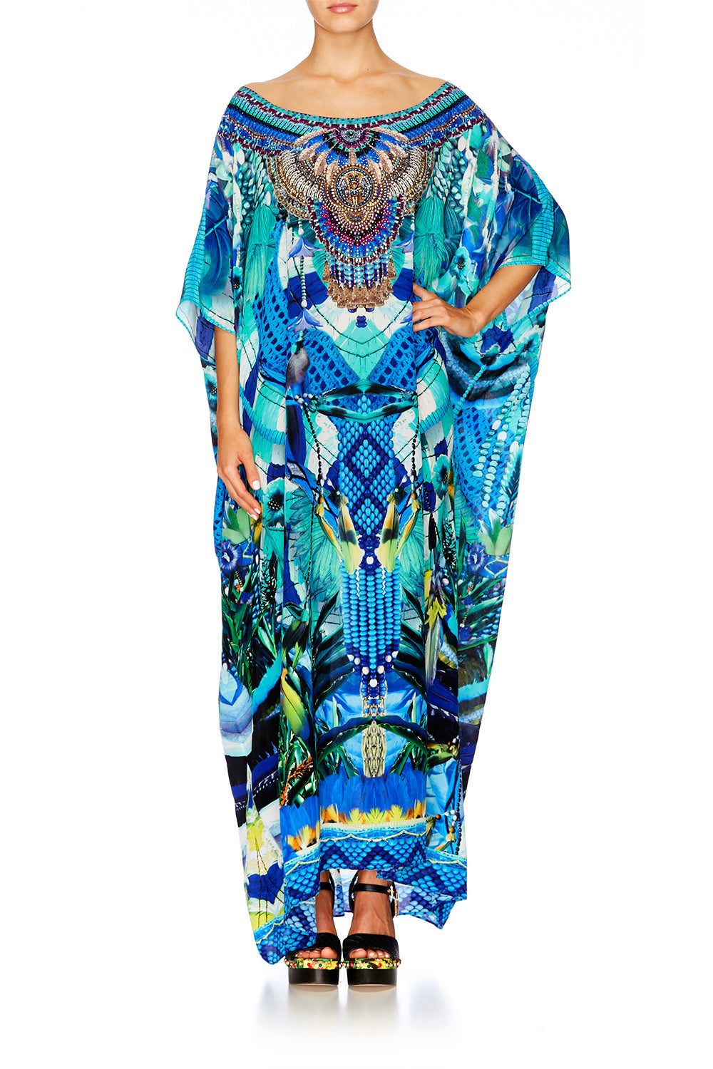 AMAZON AZURE ROUND NECK KAFTAN