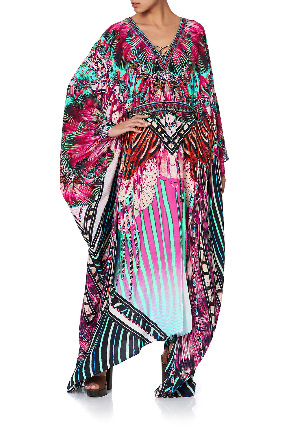 SPLIT HEM LACE UP KAFTAN RAINBOW EYES