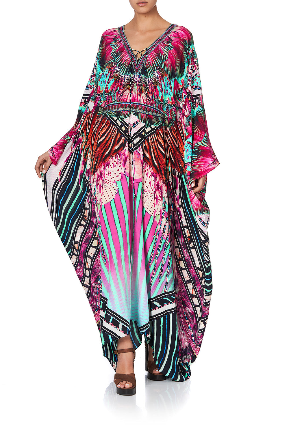 SPLIT HEM LACE UP KAFTAN RAINBOW EYES
