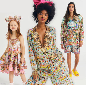 Models wearing Disney x Camilla collaboration collection 