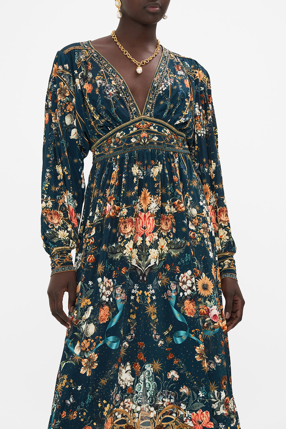 Camilla jersey dress in She Who Wears The Crown print