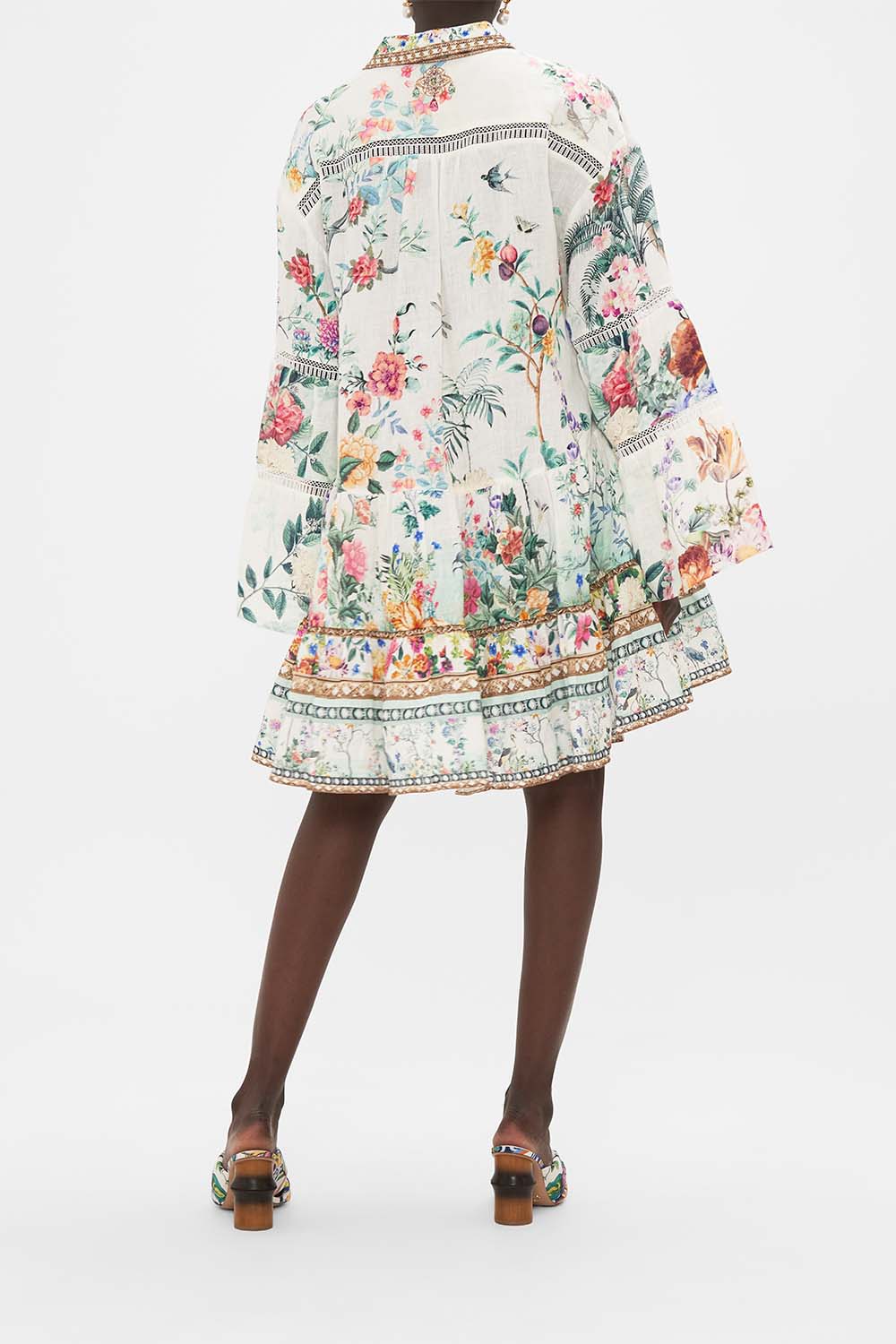 CAMILLA tiered dress in Plumes and Parterres print
