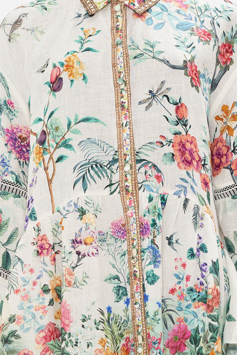 CAMILLA tiered dress in Plumes and Parterres print