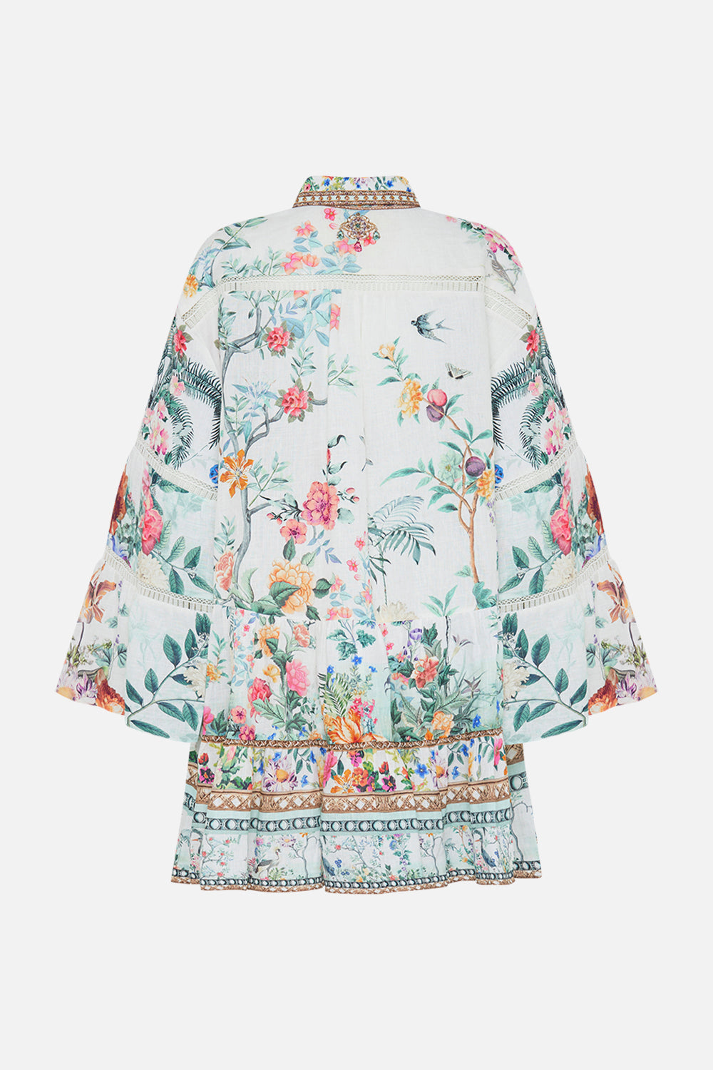 CAMILLA tiered dress in Plumes and Parterres print