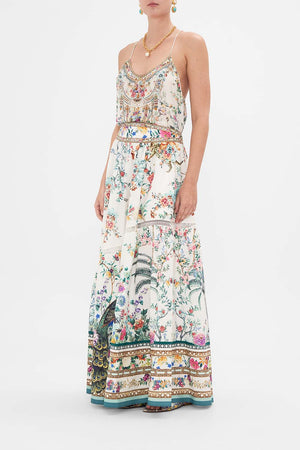 CAMILLA maxi skirt in Plumes and Parterres print