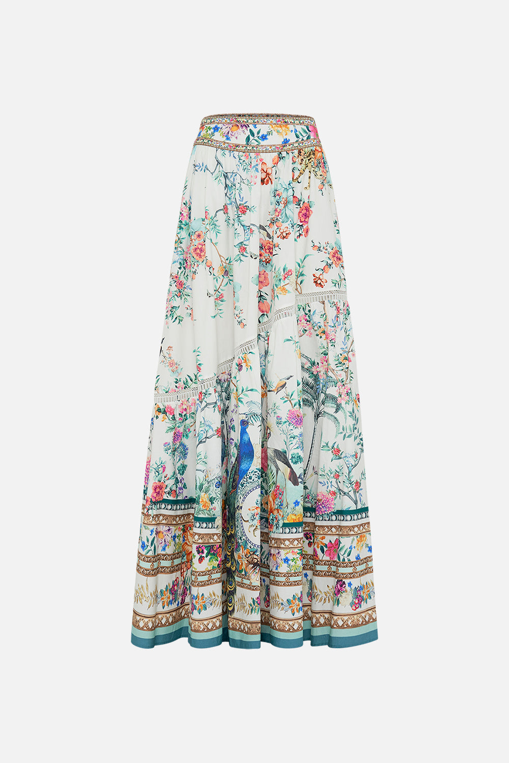 CAMILLA maxi skirt in Plumes and Parterres print