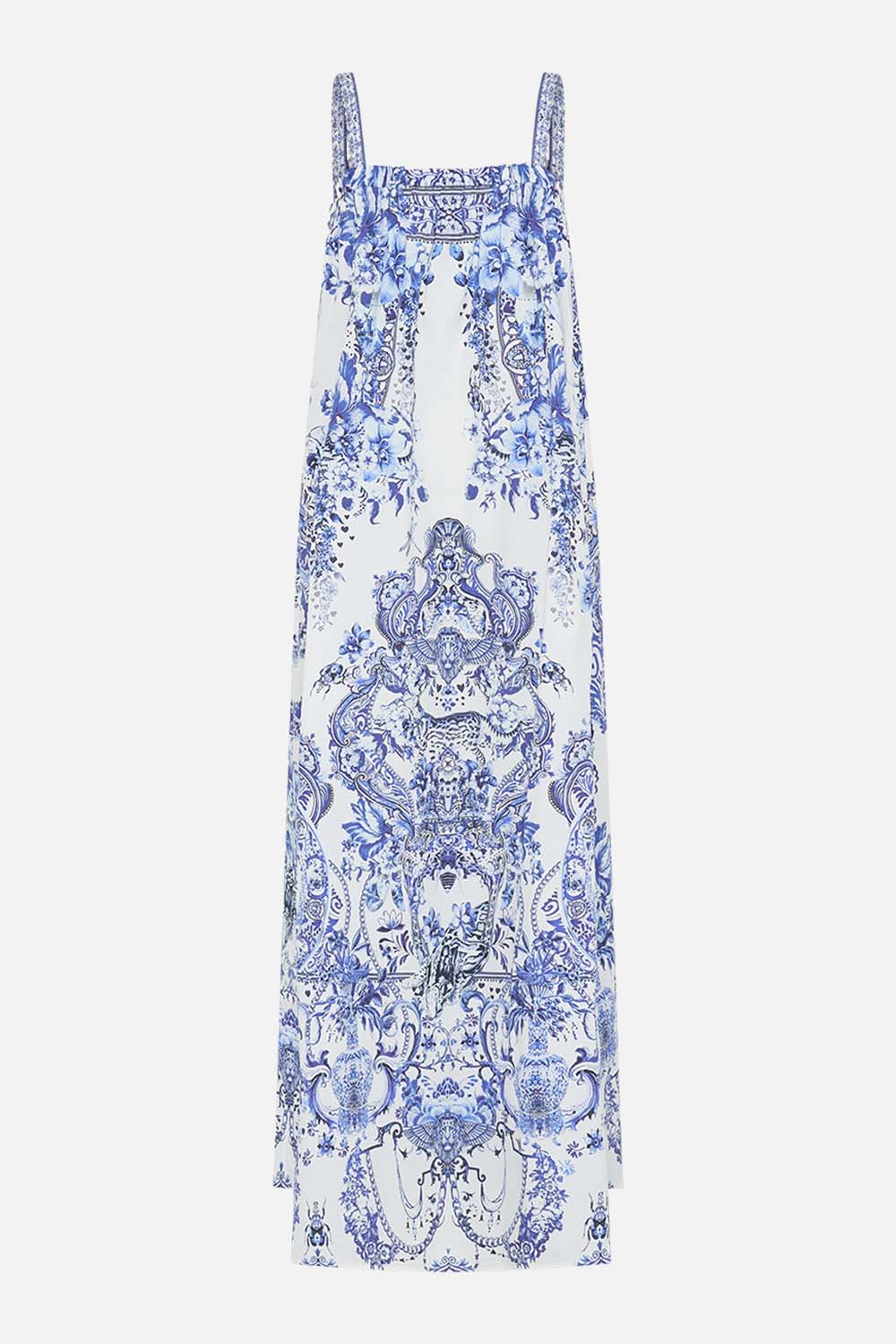 CAMILLA blue and white  sun dress in Glaze and Graze print 