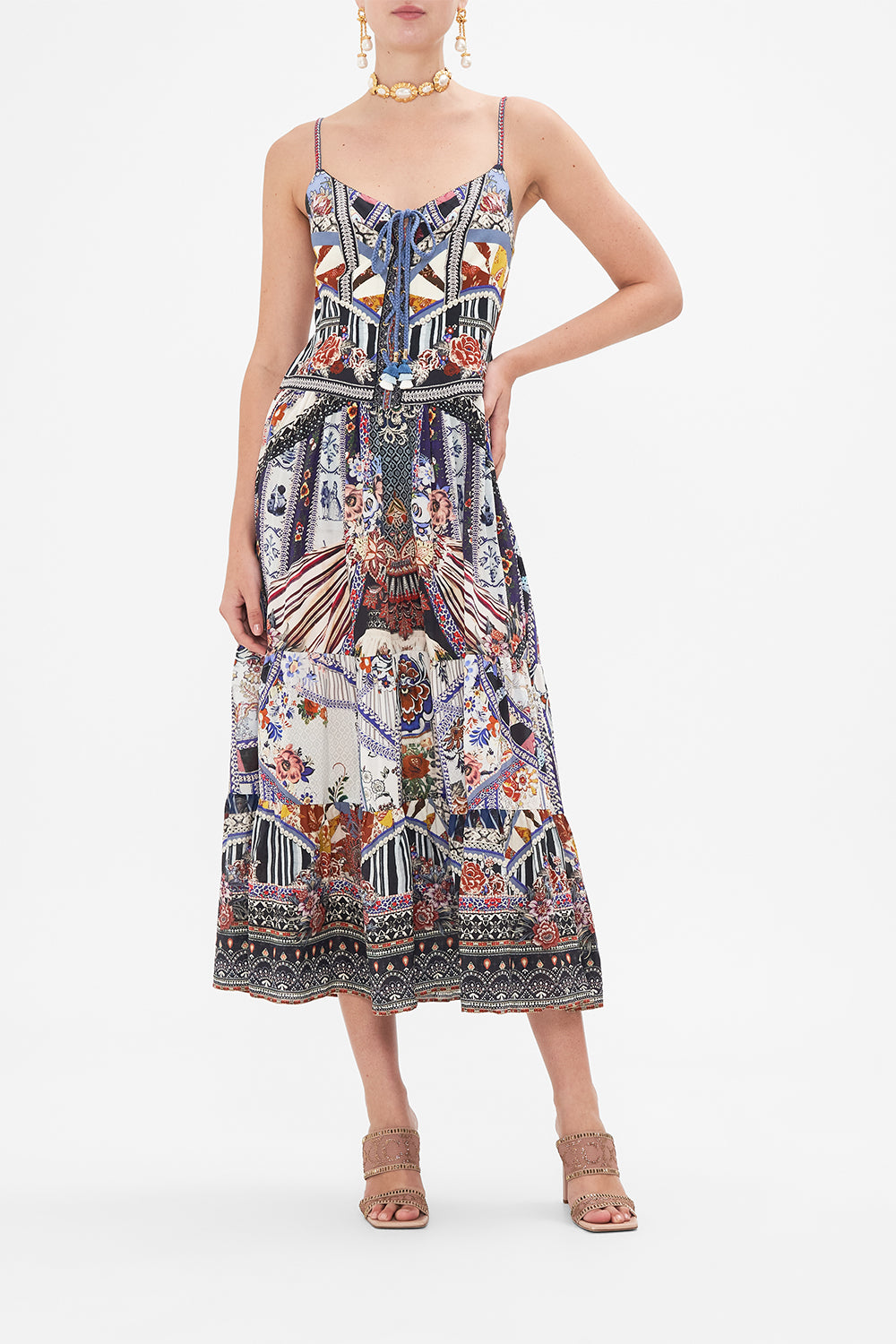 CAMILLA midi dress in My Folk Art Heart print