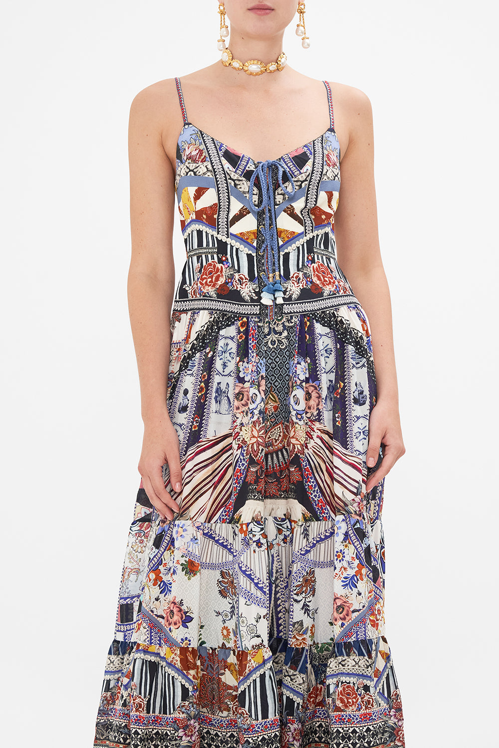 CAMILLA midi dress in My Folk Art Heart print