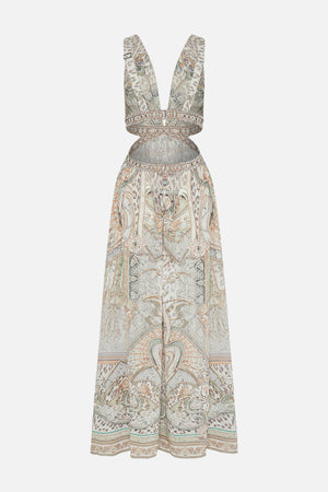 CAMILLA cut out dress in Ivory Tower Tales print