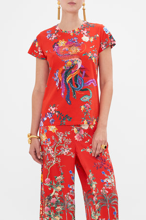 CAMILLA floral print t shirt in The Summer Palace print 
