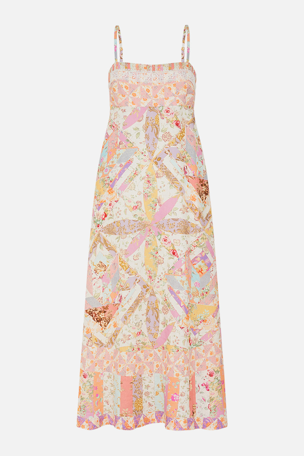 CAMILLA Blush Square Neck Sundress in Sew Yesterday